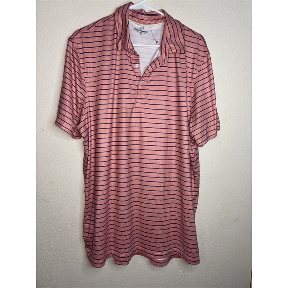 J. Crew Other - J.CREW Salmon/Blue Striped Shirt Mens Size XL Blue Short Sleeve Performance Polo